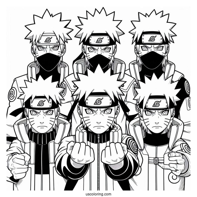 Naruto Coloring Page Of Multiple Shadow Clone Jutsu