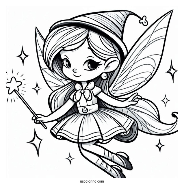 Pinocchio Coloring Page Of The Blue Fairy With Her Magic Wand