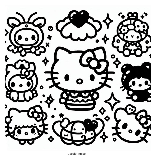 Kawaii Hello Kitty, Kuromi, My Melody, And Sanrio Friends