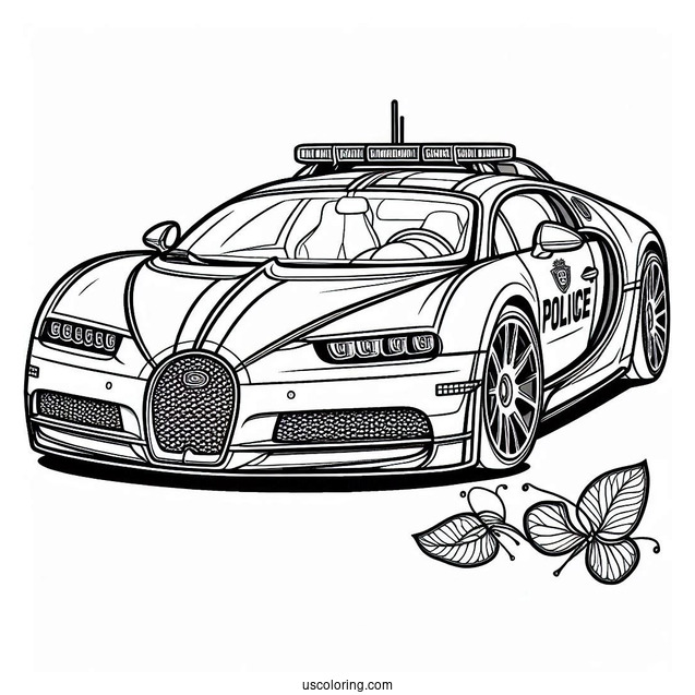 Bugatti Coloring Page Veyron Interceptor Police Car For Kids