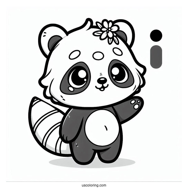 Simple Cartoon Red Panda To Color For Preschoolers