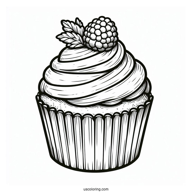 Easy Cupcake With Raspberry To Color