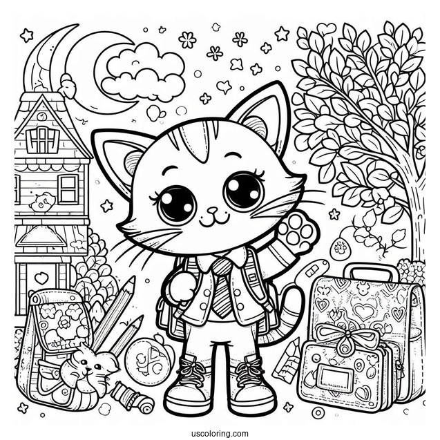 Pete The Cat At School Coloring Page