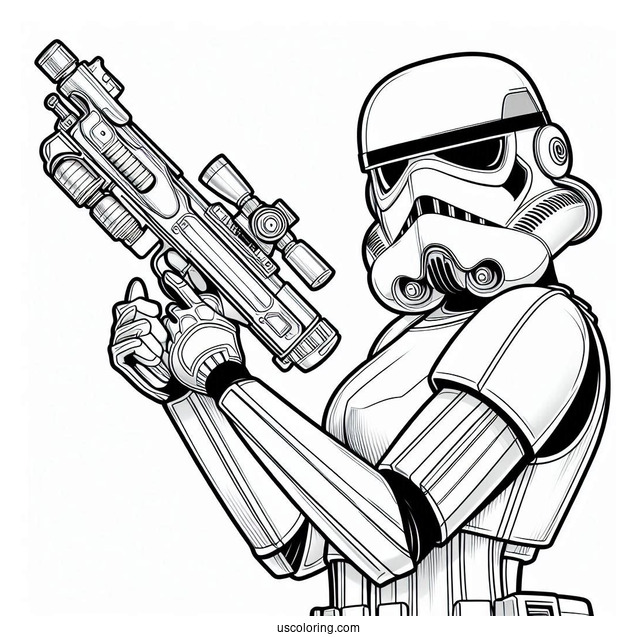 Female Stormtrooper Coloring Page Holding Blaster Pistol