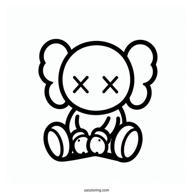 KAWS Coloring Page Companion Outline For Kids