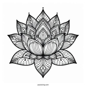 Lotus Inside A Complex Flower Mandala Coloring Page
