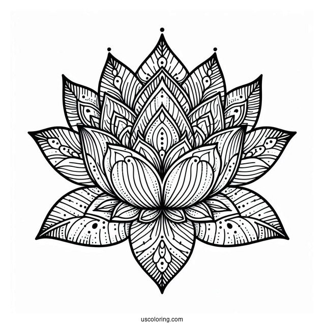 Lotus Inside A Complex Flower Mandala Coloring Page