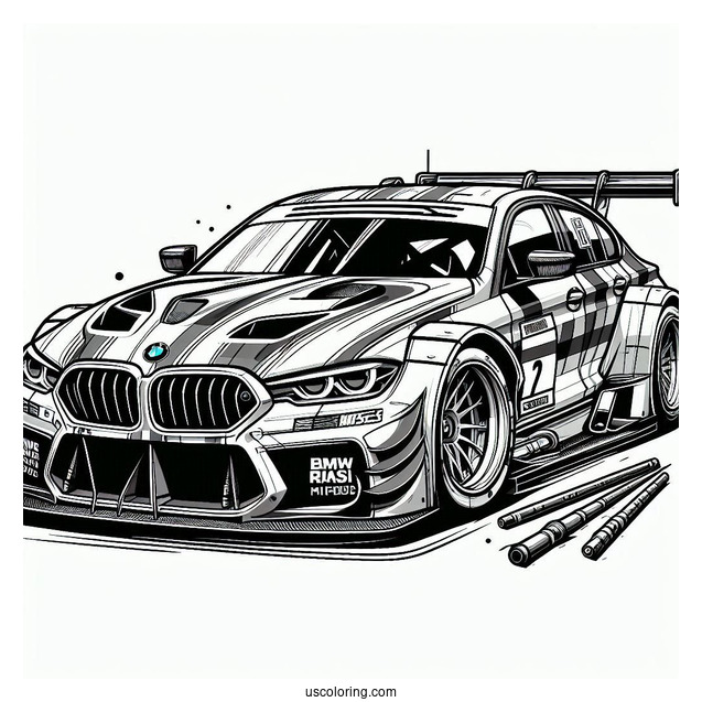 Detailed BMW Race Car To Color