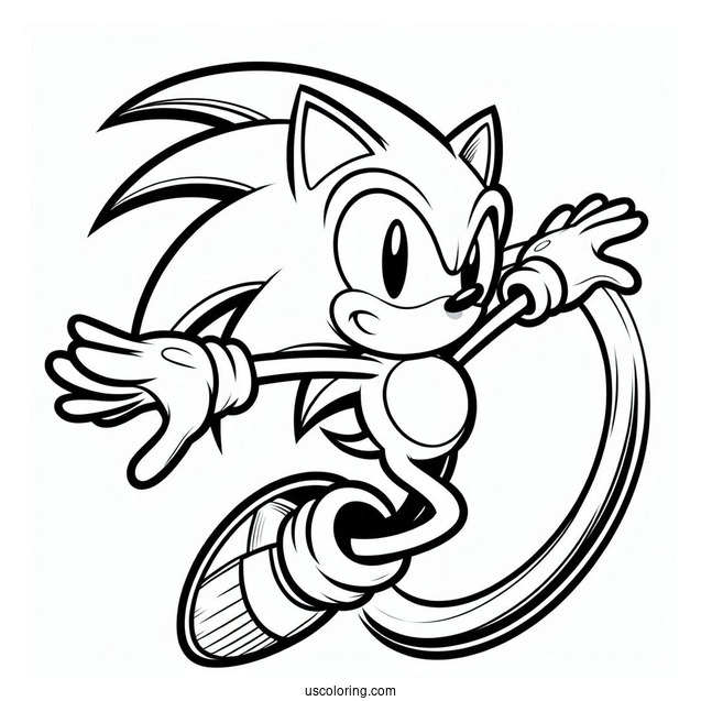 Sonic Leaping Through Air With Ring
