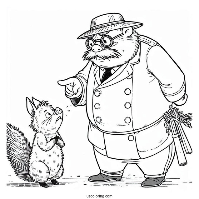 Studio Ghibli Coloring Page of Porco Rosso Being Scolded By Fio