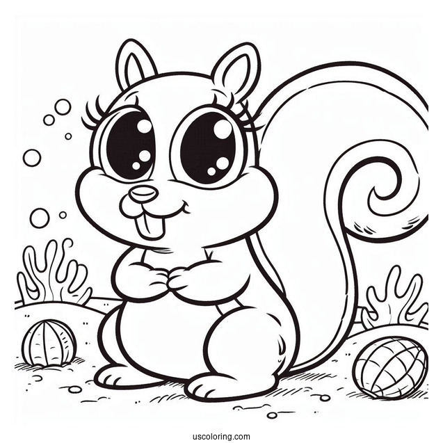 Coloring Page Of Sandy The Squirrel