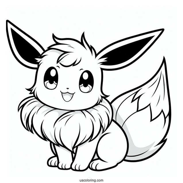 Smiling Eevee To Color