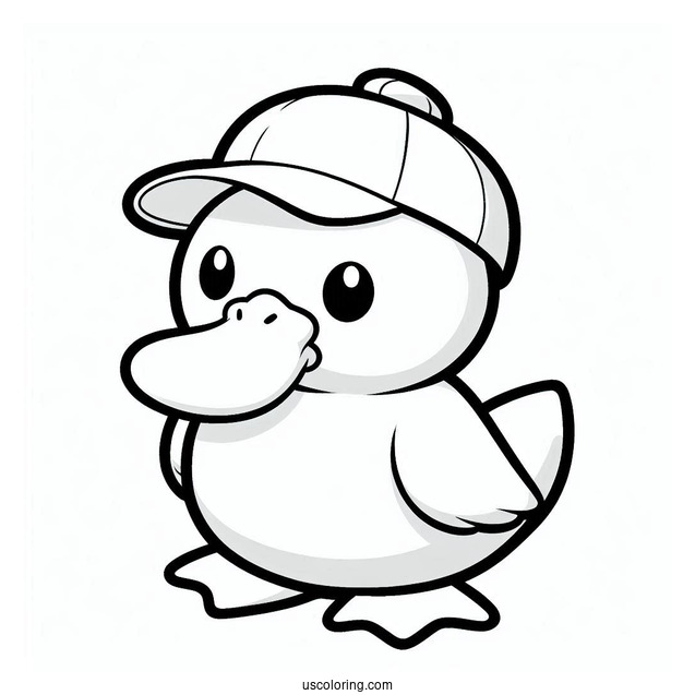 Psyduck Coloring Page Wearing A Cap