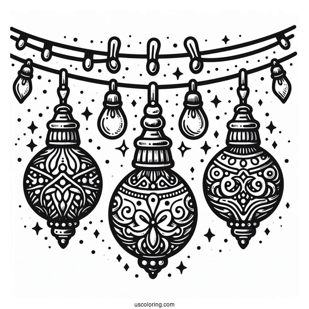 Large Detailed Christmas Lights To Color