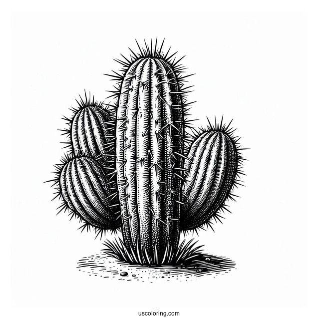 Realistic Desert Cactus With Spikes