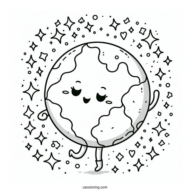 Happy Little Earth With Sparkling Background