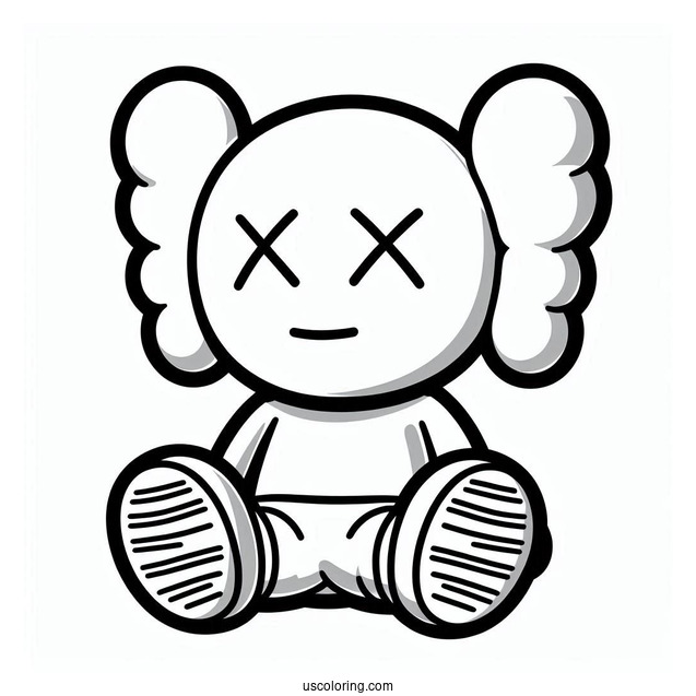 KAWS Coloring Page Companion Outline For Kids