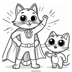 Superhero Pete The Cat Coloring Sheet For Kids