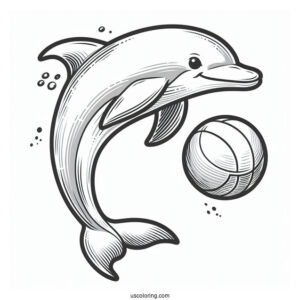 Dolphin Playing With Ball Coloring Sheet