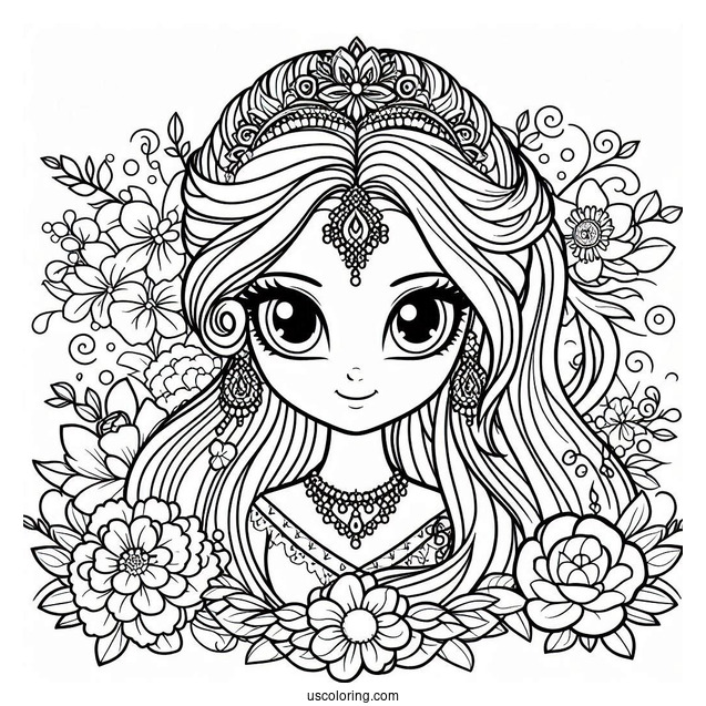 Rarity Coloring Page Covered In Flowers For Kids