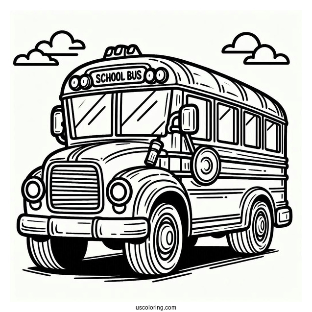 Small School Bus Coloring Page Outline For Preschoolers