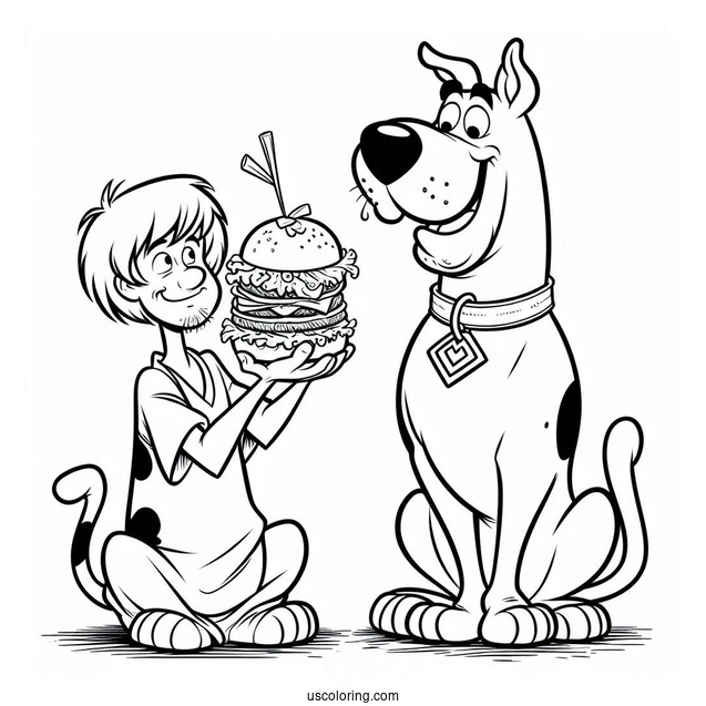 Shaggy And Scooby-Doo Looking At Burger To Eat