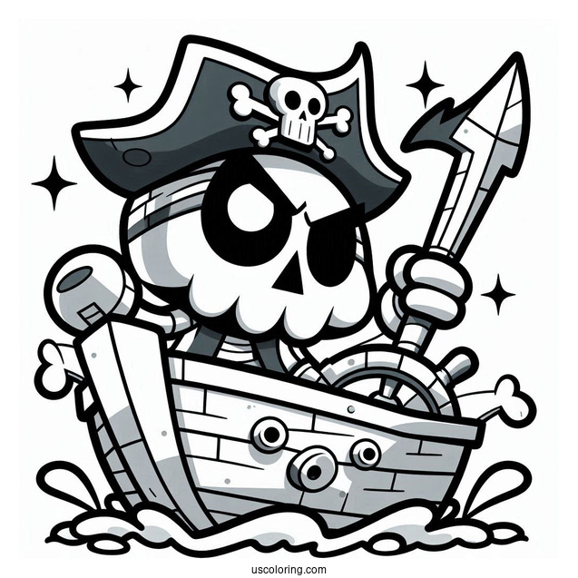 Brawl Stars Coloring Page Of Cursed Pirate On Boat