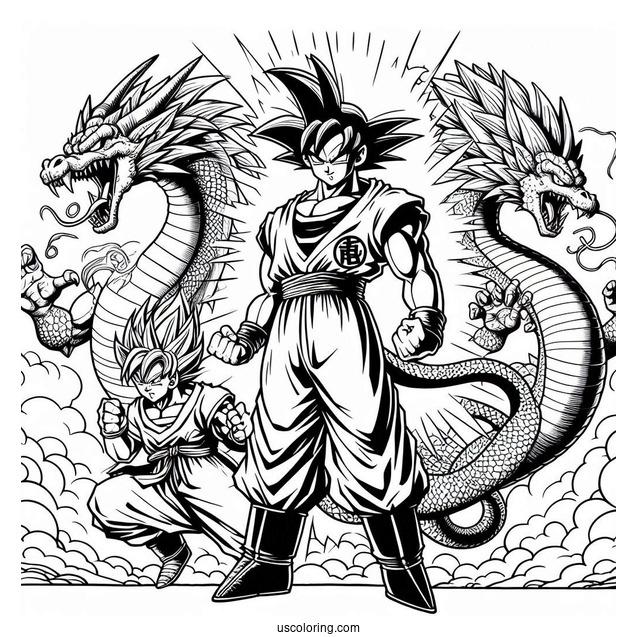 Dragon Ball Z Dragon Team Coloring Page