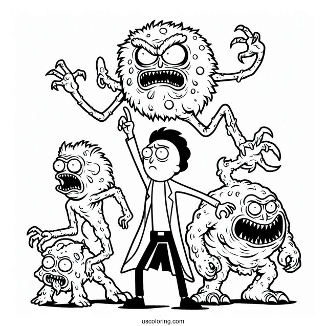Rick and Morty Coloring Page Parody Monster Scary Terry