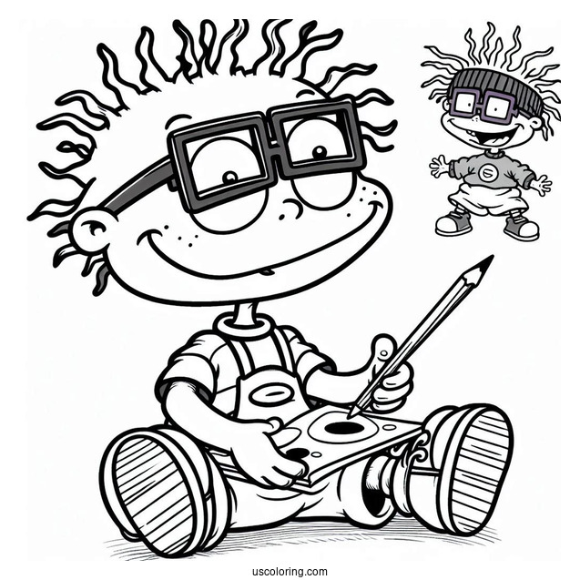 Rugrats Coloring Page Of Simple Chuckie Finster Outline For Kids