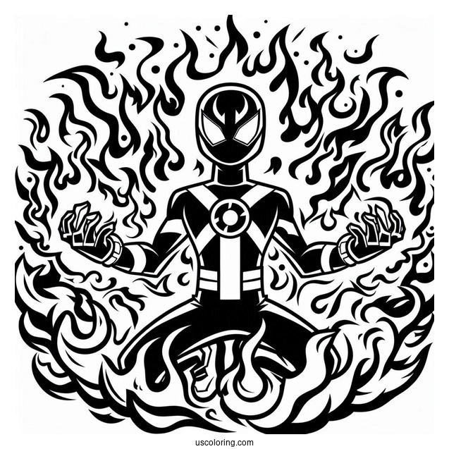 Ben 10 Coloring Page Of XLR8 Surrounded By Flames