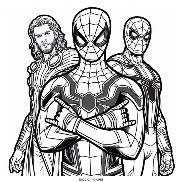 Spider-Man With Thor, Captain America, And Iron Man