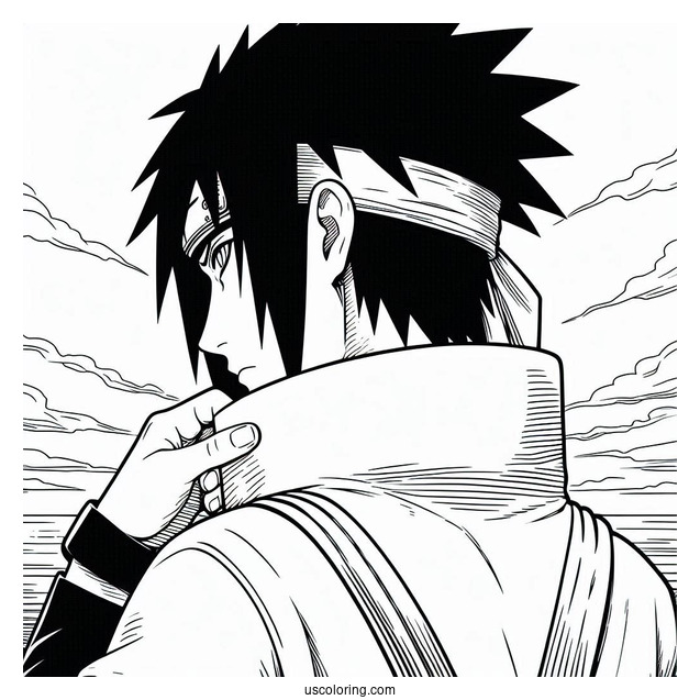 Uchiha Sasuke Coloring Page Looking Back