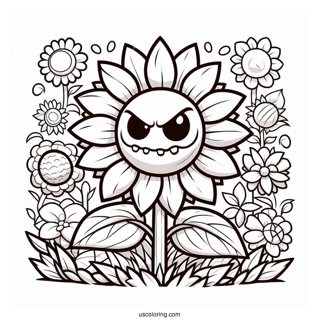 Coloring Page Of Sunflower From Plants Vs Zombies