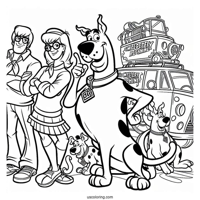 Scooby-Doo Characters In The Mystery Machine To Color