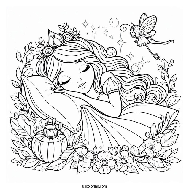 Sleeping Beauty Coloring Page Of Fairy Godmother Fauna For Preschoolers