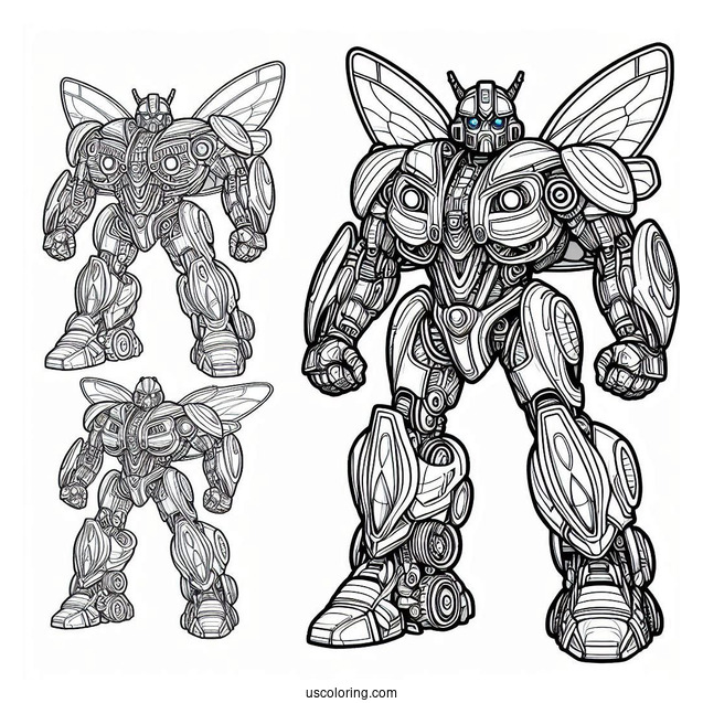 Intricate Autobot Bumblebee Coloring Page Transformation