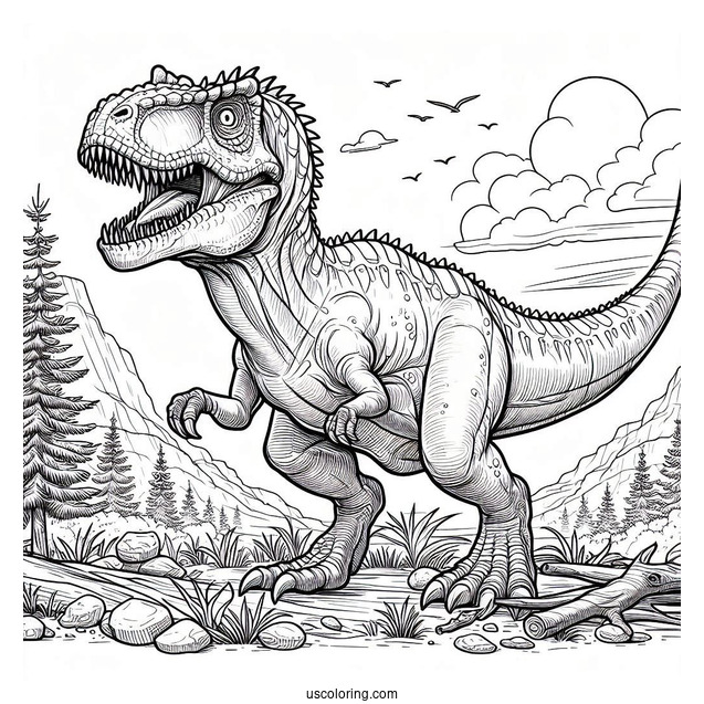 Dinosaur Coloring Page Of Detailed Roaring Tarbosaurus