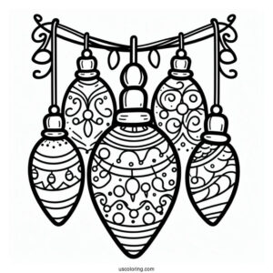 Large Christmas Light To Color Or Cut Out