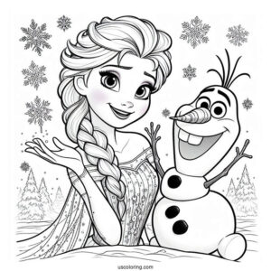 Young Elsa And Olaf In The Snow