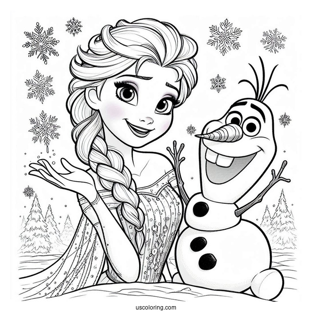 Young Elsa And Olaf In The Snow