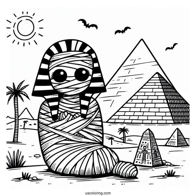 Egyptian Mummy Coloring Page Outside The Pyramid