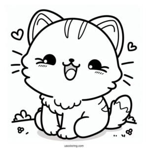 Coloring Sheet Of Cute Cat Meowing
