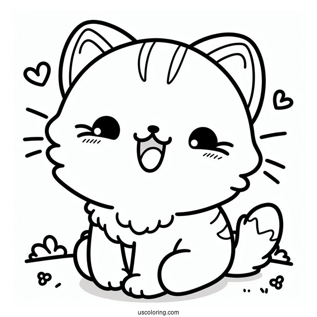Coloring Sheet Of Cute Cat Meowing