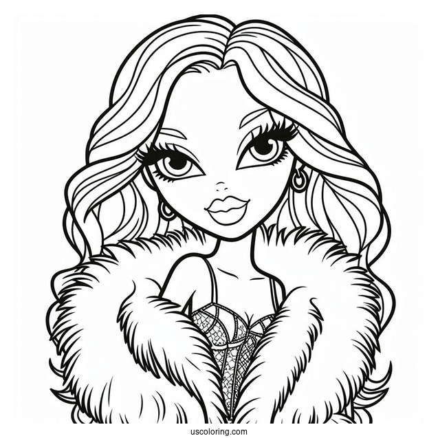 Bratz Meygan In Fur Coat Coloring Page