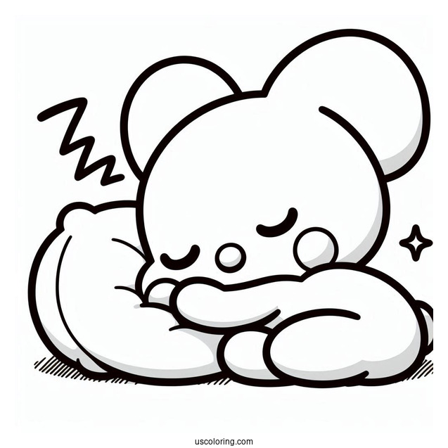 Easy Pochacco Coloring Page Sleeping