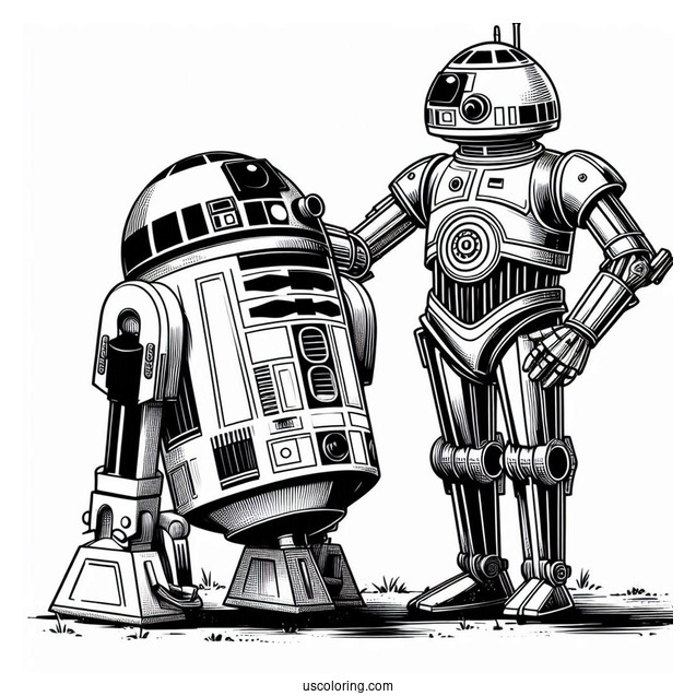 K2SO And R4 P17 Meeting R2 D2 Coloring Page