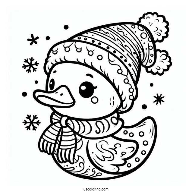 Christmas Themed Duck To Color