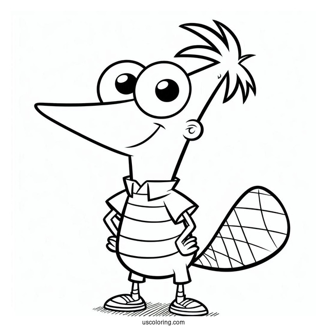 Phineas And Ferb Coloring Page Of Perry The Platypus For Preschoolers