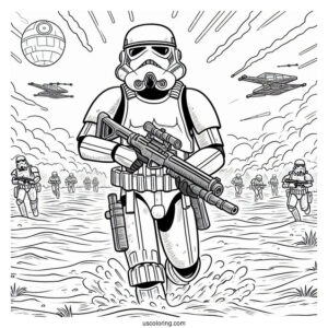 Stormtrooper Coloring Page In The Battlefield
